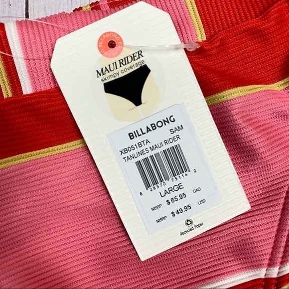 Billabong Tanlines Maui Rider Bikini Bottom Size L - Picture 7 of 10